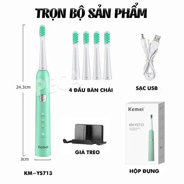 Review 10 bàn chải điện uy tín, tốt nhất 2024 được yêu mến 19 Bàn chải điện Kemei